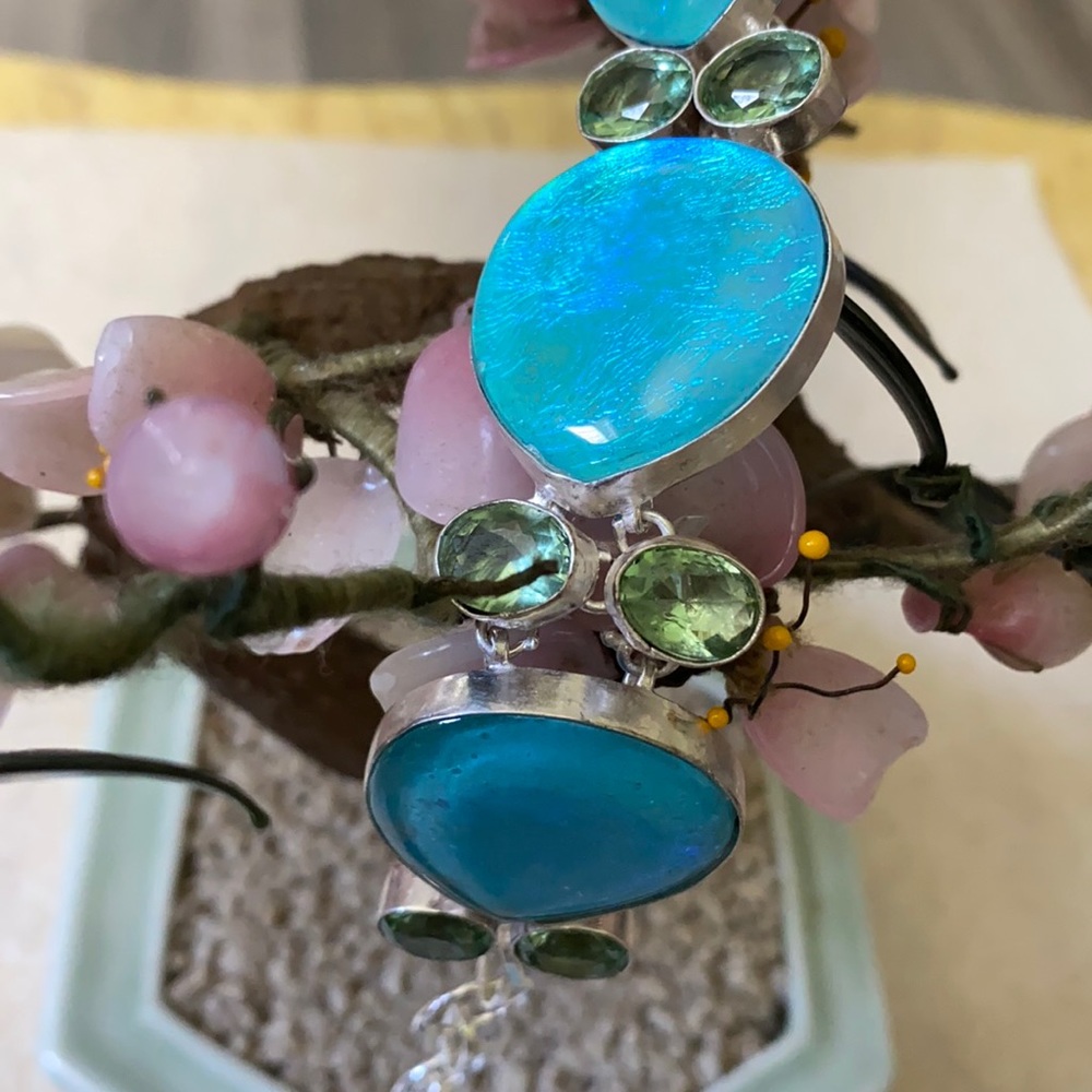 Vintage 925 Australian triple opal green amethyst